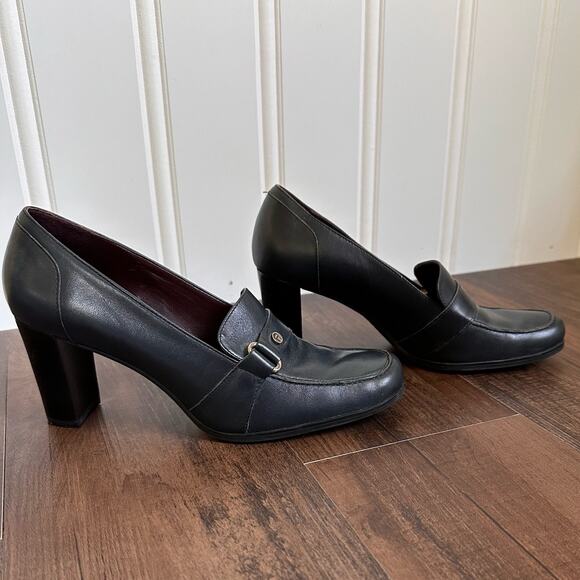 Vintage 90s/Y2K Blue Leather Loafer Pumps size 7 - Picture 3 of 8